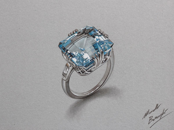 نقاشی سه بعدی انگشتر الماس
