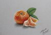 نقاشی سه بعدی نارنگی با مداد رنگی