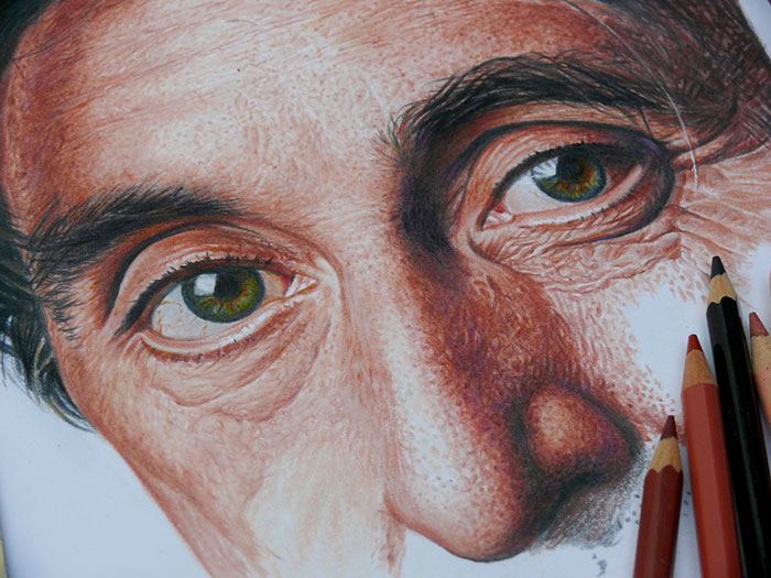 نقاشی های باورنکردنی با مداد رنگی از چهره های مشهور