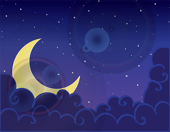 عکس ماه و ستاره کارتونی در شب