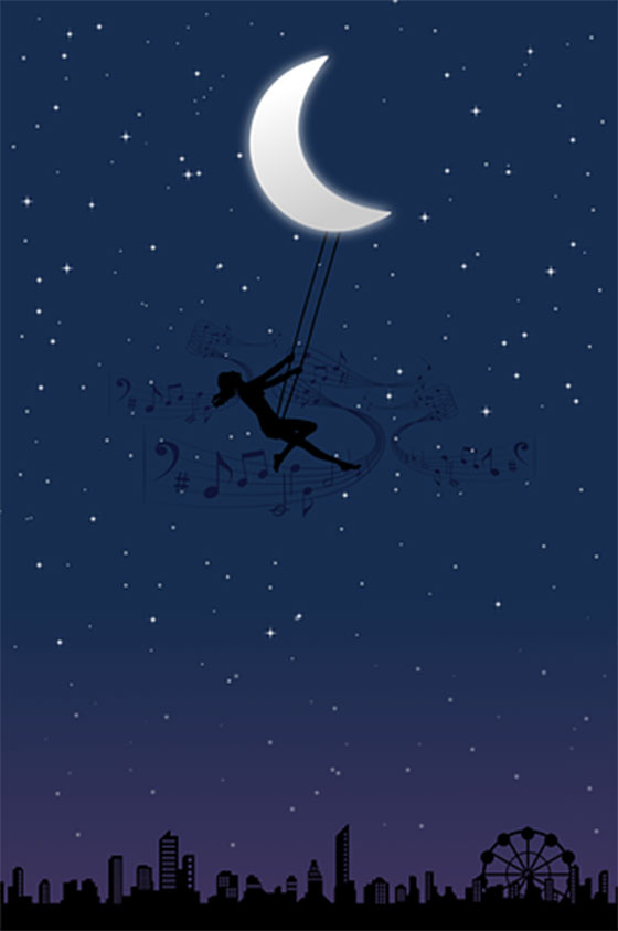 عکس ماه و ستاره دخترونه در شب برای پروفایل