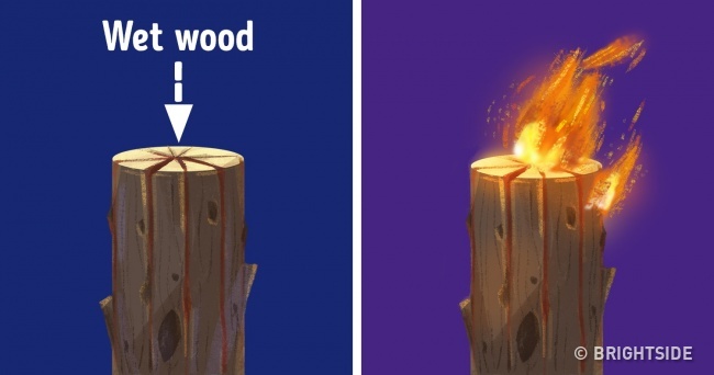 چگونه چوب مرطوب را آتش بزنید