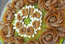 تزیین حلوا نذری با قیف و ماسوره