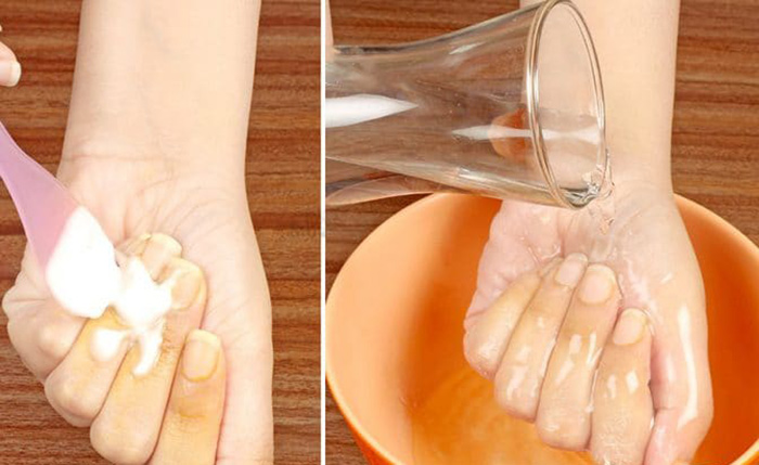پاک کردن رنگ زردچوبه از روی ناخن : جوش شیرین