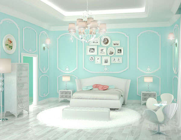 اتاق خواب دخترانه به رنگ تیفانی